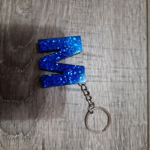 Blue shimmer M keychain